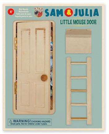 The Mouse House - Mouse Door Kit for Children's Room - Miniature Wall Door for Playing and Dreaming - Craft Kit with Wooden Door, Ladder, Mailbox, Decorative Items for Playing Mouse Mail