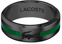 Lacoste Men's BASELINE Collection Ring with Black Ion Plating (IP) - 2040084H