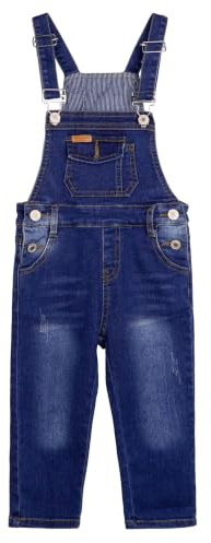 KIDSCOOL SPACE Jeans slim fit per bambini piccoli, salopette di jeans alla moda con taschino strappato