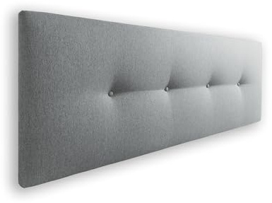 Silcar Home - Cabecero de Cama 145 Tejido Gris Claro Silvi - Tapizado, Estructura Madera, Hilera Botones Estilo Moderno - Fácil Instalación, Acolchado Confort - 145 cm, Tela Gris Claro