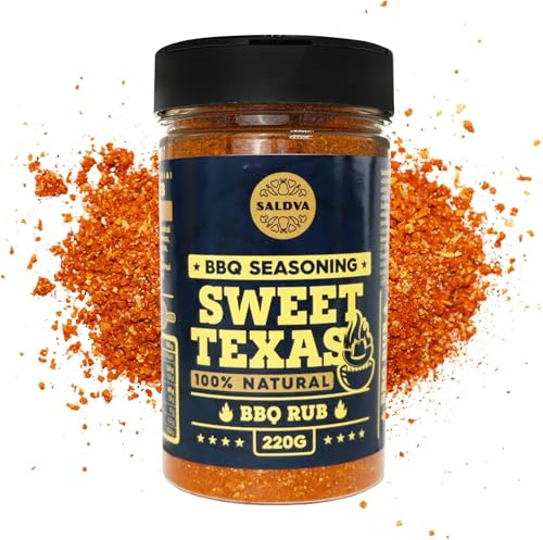 Sweet Texas BBQ Rub - 100% Natural Barbecue Seasoning - Delightful Sweet Seasoning with Authentic Texas Kick for Amazing Grill Dishes- Large Jar (220g)