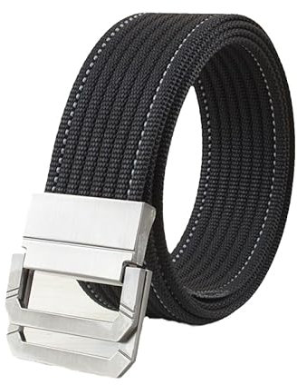 CECE&COLE Gürtel Mit Doppel-D-Ringen – Lässiger Canvas-Gürtel Für Männer Und Frauen, Dünner Lässiger Gurtband-Taillengürtel Mit Neuem Pit-Muster, Doppelring-Metallschnalle, Jeans-Bundgürtel 160 cm, S