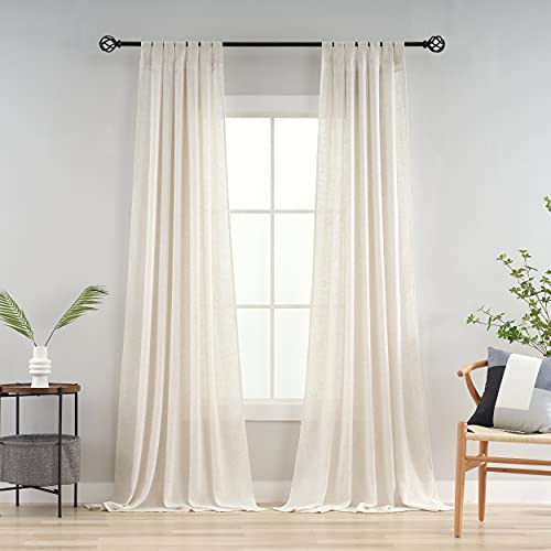 VOILYBIRD Tende con passanti, per camera da letto, in lino naturale, 220 x 140 cm (altezza x larghezza)