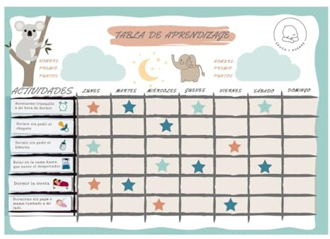 Tabla magnética de recompensas tamaño grande. Enseña a tus hijos a llevar buenas rutinas a través del refuerzo positivo. Incluye rutinas de sueño, diseñado por expertos. Educa y duerme.