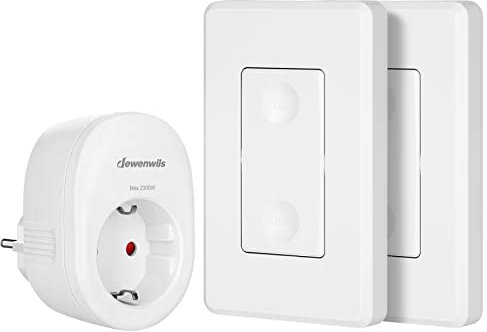 DEWENWILS Funksteckdosen mit Fernbedienung, 16A 3680W, Plug-In Ein/Aus Funk-Wandschalter, funksteckdosen set, Erweiterbarer Lichtschalter für Feiertagsdeko, 30M Reichweite,Vorprogrammiert, Weiß