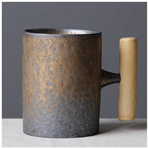 Boccale Di Birra Tazza da caffè in ceramica vintage tazza da caffè ruggine ruggine tè tazza di birra con manico in legno tazza d'acqua Drinkware da casa Bicchiere Di Vino (Size : Style-3 B)