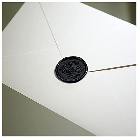 LVYUDS Wachssiegel Selbstklebend, Hochzeitssegen, Wachssiegel Stempel, Dreidimensionaler Umschlag, Dekorative Umschlagaufkleber (Color : Schwarz, Size : Welcome)