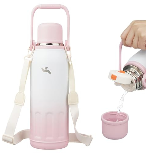 Konokyo 50oz Thermos for Cold Drinks, Insulated Water Bottle, Pink Pearl