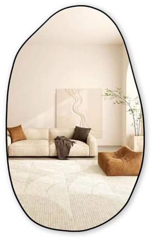 GOQELK Asymmetrischer Spiegel-Unregelmäßiger Wandspiegel, Einzigartiger Kosmetikspiegel, Spiegel Groß, Dekorativ für Wohnzimmer, Badezimmer, Schlafzimmer,Spiegel Badezimmer 85 x 52 cm