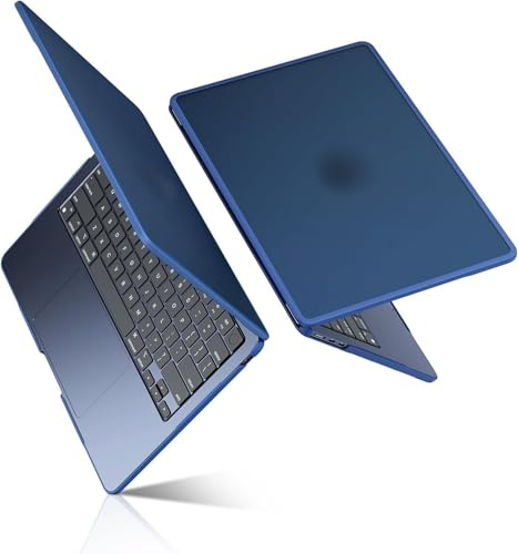 BlueSwan Hülle kompatibel mit MacBook Air 15 Zoll M2 A2941 M3 A3114 M4 A3241, Erschienen 2023-2025 2026, Kratzfestes Fallfeste TPU-Rahmen + Matt Schutzhülle Anti-Fingerabdruck Hartschale - Mitternacht