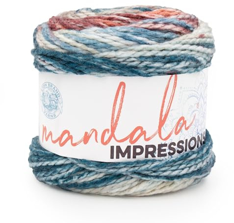 Lion Brand Yarn, Mandala Impressions Yarn, Patchwork, Fall Multi, 1 Pack