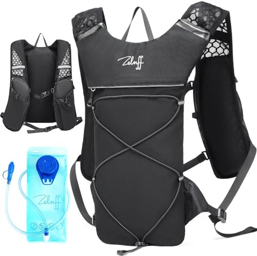 ZELNFF Lightweight Running Backpack,Running Vest phone holder, Hydration Backpack,Marathon Runner Rucksack,for Cycling Hiking Skiing,with 1.5L Hydration Bladder
