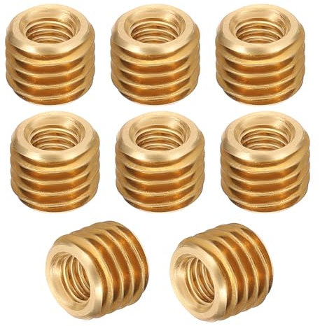 PATIKIL Brass Threaded Repair Insert Nut, 8 Pcs M10xM6x8mm Male to Female Thread Sleeve Inserts Reducing Nut Adapter Reducer Screw Sleeves