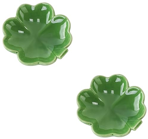 FUNOMOCYA 2 Pezzi Di Piccoli Piatti in Ceramica A Forma Di Trifoglio Per Gioielli Per Riporre Oggetti Decorativi