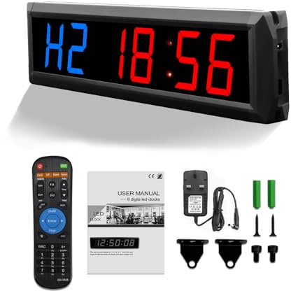 Fitness Minuteur Timer D'intervalle avec Télécommande, 2,3 Pouces Timer Sport Minuteur avec Chronomètre Minuteur de Sport pour l'extérieur. Horloge Murale Numérique à LED