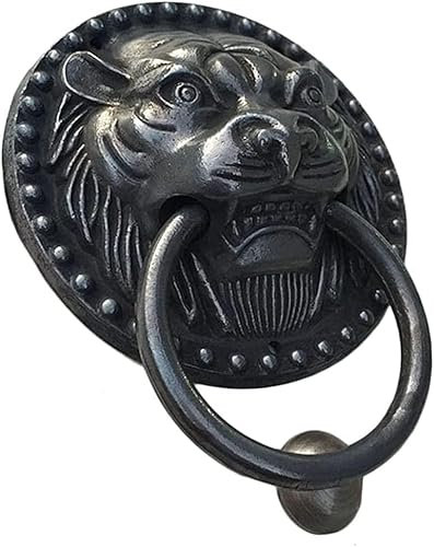 Türklopfer, Vintage-Haustür, Zuhause, dekorativ, Tigerkopf, Messing, Türklopfer, Zugringgriff, Türklopfer für Haustür, Vintage-Türklopfer, Schwarz, 16 x 21,5 cm