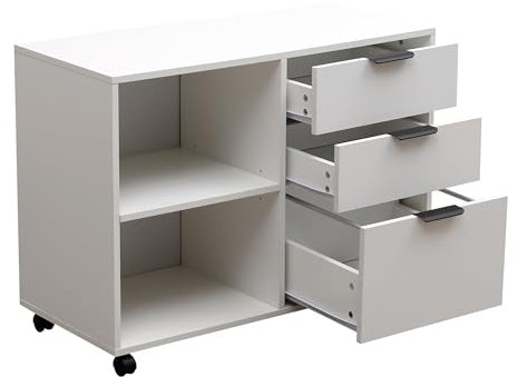 MMT - Armario de almacenamiento para debajo del escritorio, archivador móvil con pedestal, colgante, 88 cm de largo x 65 cm de alto (3 cajones/2 estantes)