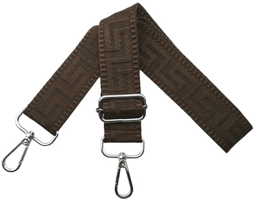 Axelrem för väska väskremmar för ombyte, justerbar väskrem bred 3,8 cm med silver karbinhake – fickband axelrem bärrem för handväskor dam, färgglad, K, Lätt kaffe, 80-130cm