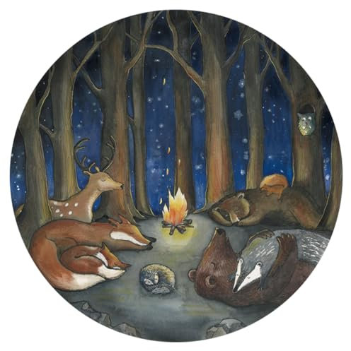 Cercle de papier peint animaux dans la forêt - Pour chambre de bébé et d'enfant - Peint à la main et durable - Rapide à accrocher