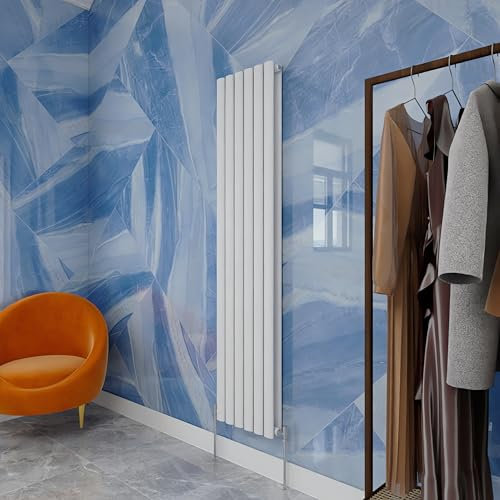 Vertical Oval Column Radiator White 1600x354mm Double panel for Bathroom/Hall/Kitchen Central heating Radiator