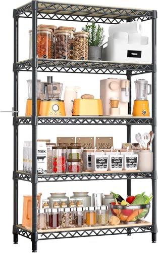 Taotigzu Étagère de Rangement à 5 Niveaux 90 x 30 x 183 cm, Étagère pour Charges Lourdes,Etagere Garage Metallique Ajustable Charge Max 875kg pour Rangement de Garage Atelier Cuisine