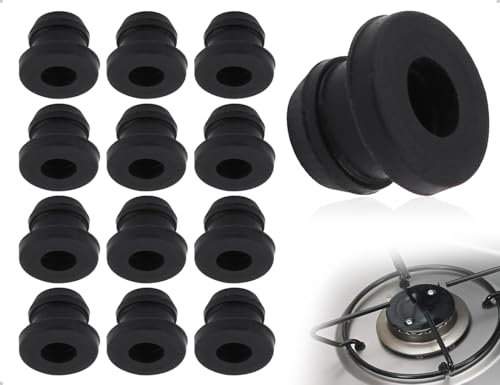 Emezddo 12 Piezas de Gomas de Soporte de ollas,pies de Goma,pies de Goma inoxidables,Ojales de Goma,Ojales Goma,Tapones de Goma con Varillas de 5 mm,Compatible con Dometic Accesorios de Cocina(Negro)