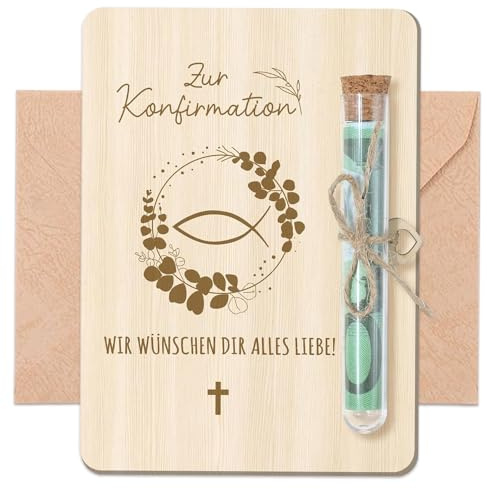 SSKHE Konfirmation Geschenk für Mädchen Jungen,Geldgeschenk Konfirmation,Personalisierbares Geschenkset mit Reagenzglas Umschlag für Wie Geburtstage, Weihnachten, Thanksgiving