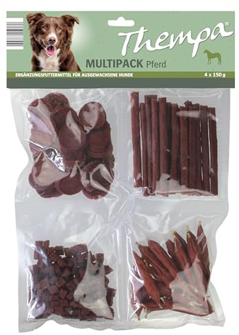 Thempa Kausnacks Multipack aus Pferdfleisch für Hunde, 4 x 150 g I Kausnack I Leckerli I Belohnung