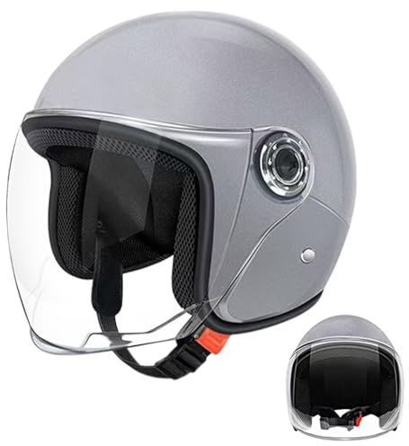 Roller Helm,Jethelm Mit Visier, Mopedhelm Motorradhelm, Scooter Helm Atmungsaktiv Mopedhelm Für Herren Damen Skateboard Helm Reithelme,Motorradhelm Mit Offenem Gesicht,Ganzjahres-Winter-Kälteschutz
