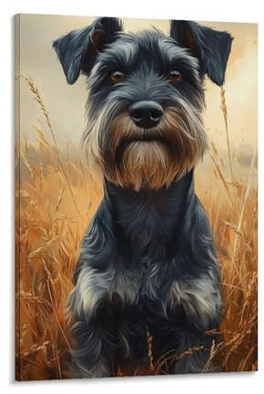 FZALUECVA Schnauzer Cuadro En Lienzo Cuadros Decoracion Pinturas Murales Cuadros Modernos Impresiones Lienzo Para Salon Dormitorios Comedor Pasillo 08x12inch(20x30cm)