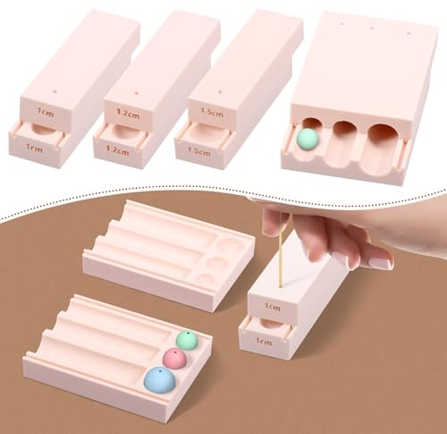 Foppla Clay Bead Roller,Round Bead Maker, Clay Jewelry Making Tool with Hole Punches for Uniform Earring Pendants and Craft Projects(Apricot)