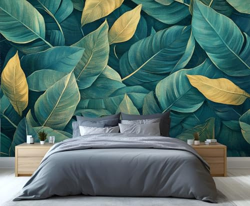 YXQAIED Wallpaper - Vintage Leaf Home Decor & Mural, Tropical Bedroom Wallpaper, Panana Palm Leaves Wallpapers for Living Room, Not Self-Adhesive Large Wall Murals