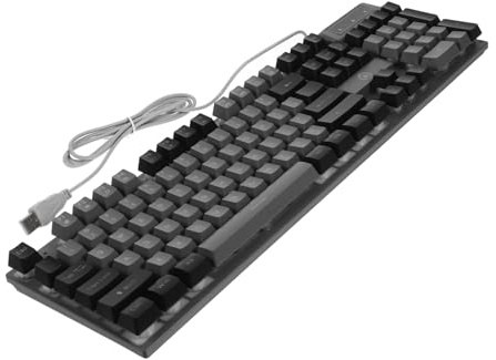 Sewroro Clavier à 104 Touches Filaire Noir Abs Rétroéclairé RGB | Ergonomique, Capuchons Suspendus, Support Pliant, Plaque Renforcée Haute Résistance