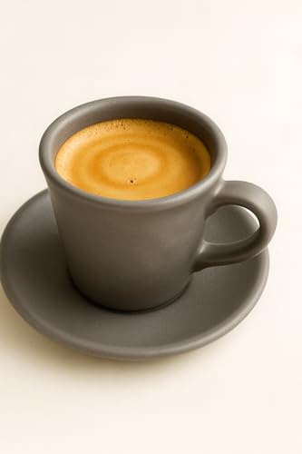 Omniacasa Organic Grigio – Set 6 Tazzine da Caffè con 6 Piattini, Per 6 Persone, in Stoneware, finitura opaca effetto artigianale – moderne, resistenti, lavastoviglie e microonde.