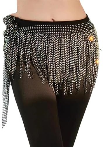 Bufanda de lentejuelas brillantes para mujer, cadena de cintura para danza oriental y disfraz