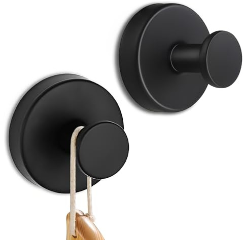 Canvas Trend Suction Cup Hooks,Stainless Steel Wreath Door Hanger Towel Holder Window Multi-Functional Suction Hooks for Bathroom & Shower Hooks.(Black，2pcs (Black)
