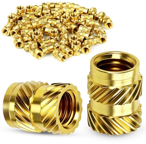 sturiz 60pcs Threaded Inserts M2.5 Threaded Inserts for Plastic Heat Set Insert Tool Thread Insert 3D Printing Brass Metric Knurled Nuts