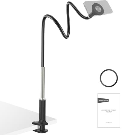 NEEWER Basics Handy Halterung magnetischer Schwanenhals Tisch Bett, 360° Overhead Phone Halter Klemme mit Flexible Lang Arm Handy Ständer, kompatibel mit MagSafe iPhone Android Samsung, PA151 Schwarz