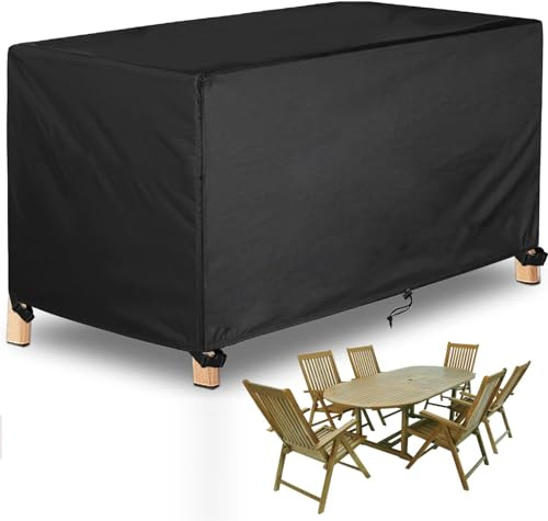 PVPQPR Garden Furniture Covers Waterproof 350x250x90cm/LxWxH 420d Heavy Duty Cube Patio Furniture Cover,Outdoor Patio Rattan Sofa Table and Chair Set Cover,With Windproof Buckles