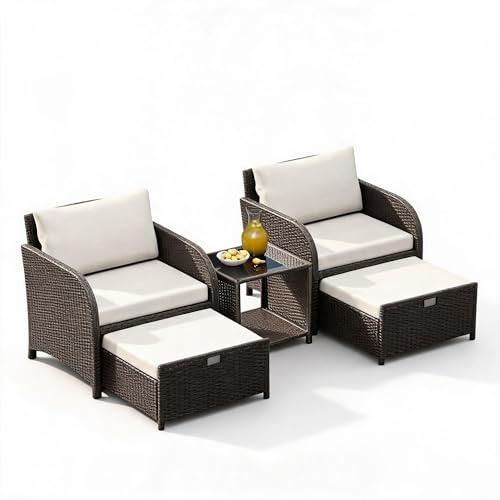 Zstar 5er Rattan Gartenmöbel Set Mit Tisch Und Hockern