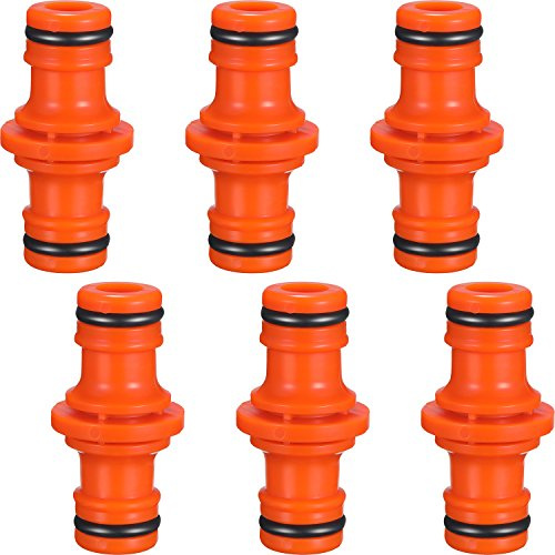 Hotop 6 Packung Doppel Stecker Schlauchverbinder Extender für Gartenschlauch Rohr Verbinden (Orange)