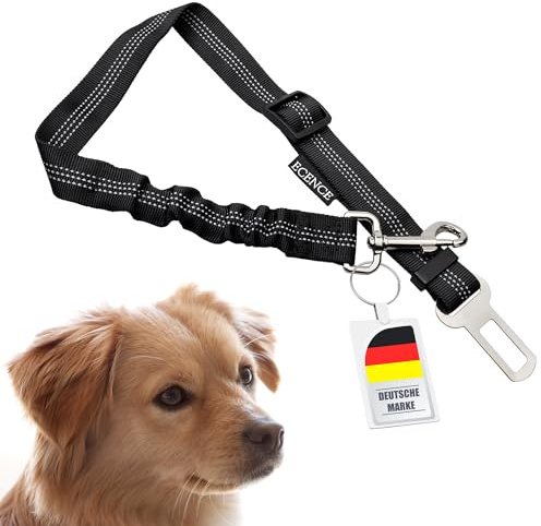 ECENCE Cintura Sicurezza Cani Auto - Guinzaglio con sistema ammortizzazione elastica e moschettone per cani di piccola e media taglia