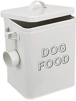 Morezi Boîte de Rangement Nourriture pour Chien avec couvercle et pelle,rangement pour nourriture pour chien,7L Récipient pour nourriture pour animaux-Blanc
