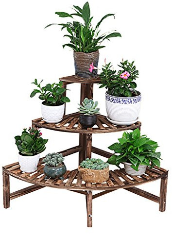 Blumentreppe Pflanzenregal Pflanzentreppe Blumentreppen 3 Reihen-Ecken-Blumen-Gestell / Kiefern-Holz-Garten-Blumen-Staging-Anlagen-Anzeigen-Regal / Blumen- Landungs-Regale Blumen-Topf-Gestell für Balk