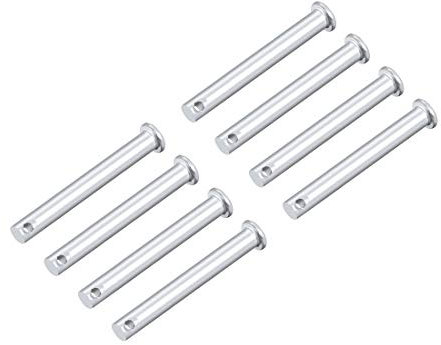 sourcing map 8 Stück Steckbolzen Gabelkopf Gabelbolzen Flachkopf Einloch, 8mm X 80mm Splintstift Verzinkung Massiver Stahl Lochbolzen