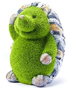 HH Home Hut Garden Ornament Animal Flocked Grass Stone Effect Green Decorative Outdoor Figure Free Standing Statue Figurine (Hedgehog)
