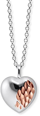 Engelsrufer Damen Halskette aus Sterling Silber und Herz Anhänger in silber und roségold - in drei Längen verstellbar - Karabinerverschluss - Länge: 44cm