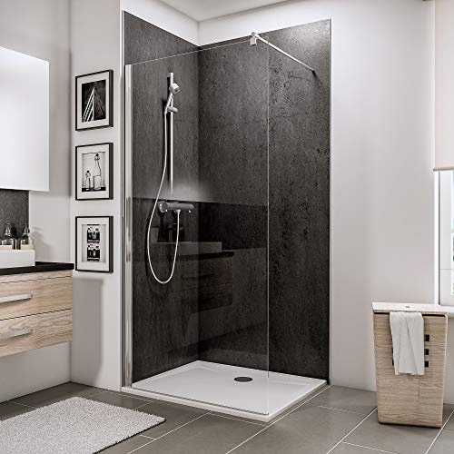 Schulte paroi de douche fixe à l’italienne 100 x 190 cm, barre 122 cm incluse, profilé aspect chromé, montage gauche droite, verre de sécurité transparent antical 5 mm, réglage 96.7-100.00