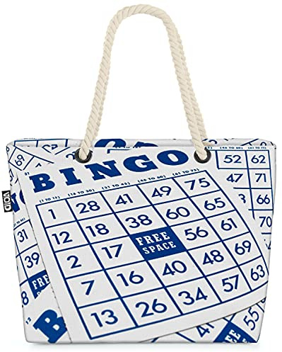 VOID Bingo Spiel Karte Strandtasche Shopper 58x38x16cm 23L XXL Einkaufstasche Tasche Reisetasche Beach Bag