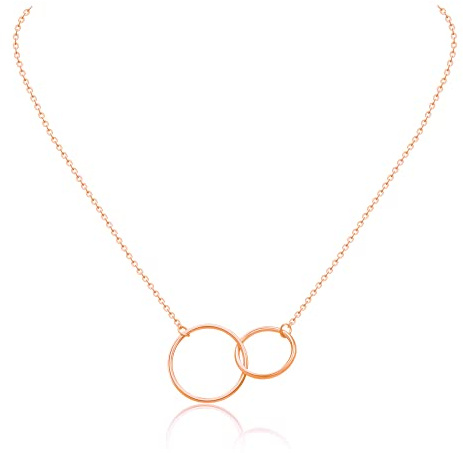 AFSTALR Kette mit 2 Ringen Neinander für Damen Halskette Verschlungene Zwei Kreise für Frauen Silber/Gold/Rosegold